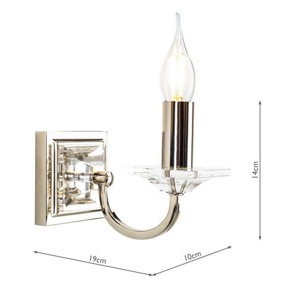 (image for) Laura Ashley - Carson Wall Light Polished Nickel Glass
